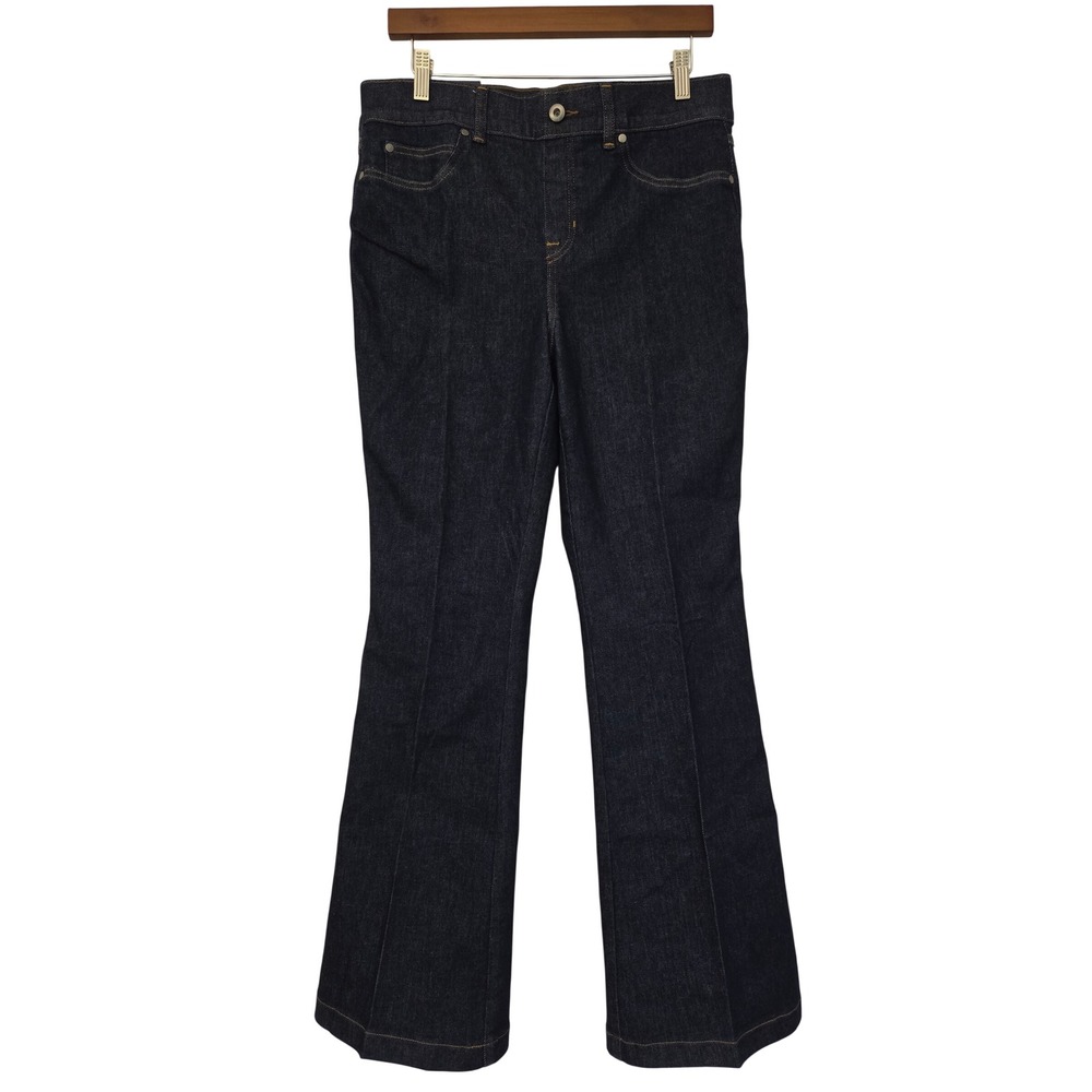 Spanx Flare Jeans High Rise Pull-On Raw Indigo Women XL Petite NWT $148 21266Q